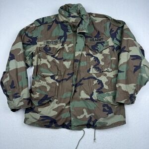 Vintage Alpha Industries Coat Mens Medium Short Green Woodland Camo M-65 Field